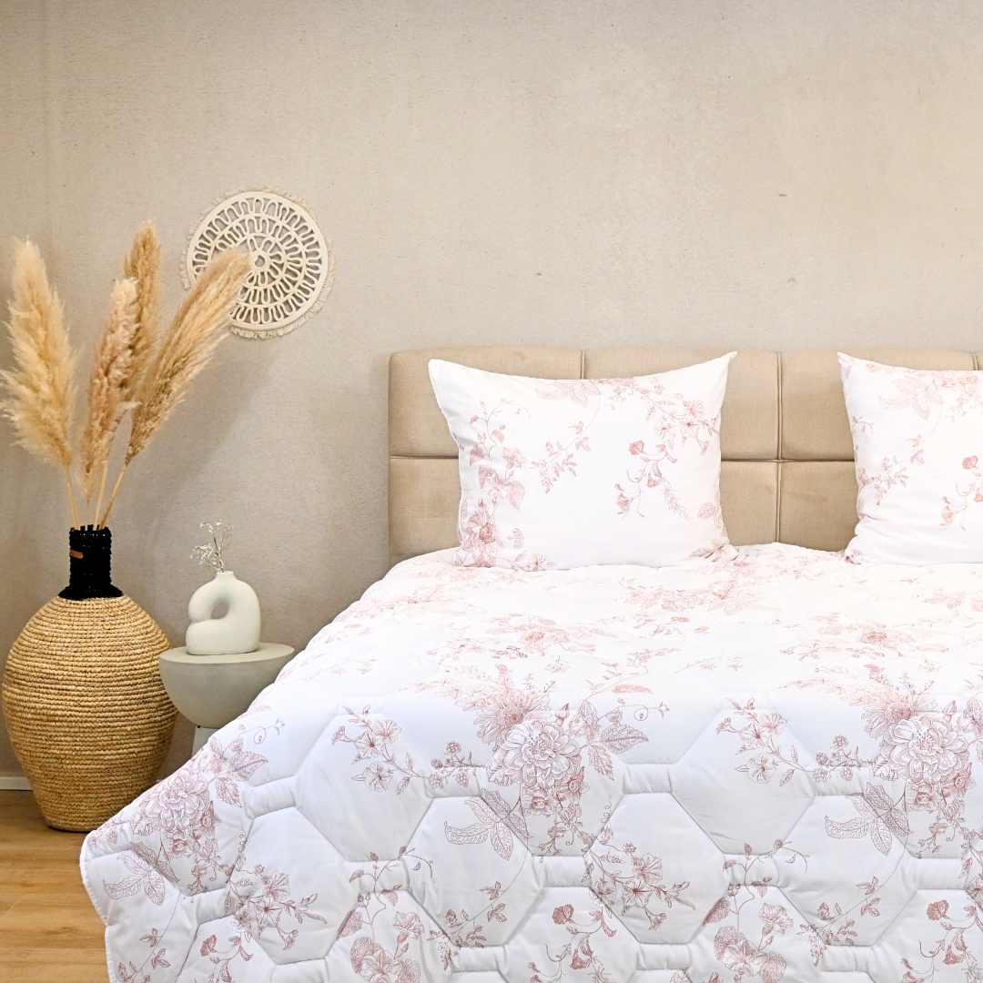 HappyBed Dusty Roses - Satijn Look - Dekbed voor het hele jaar