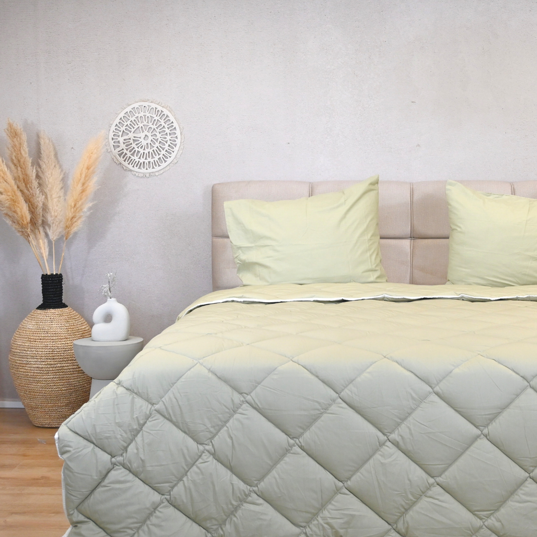 HappyBed Premium - Sage green - Dekbed voor het hele jaar - Percal katoen