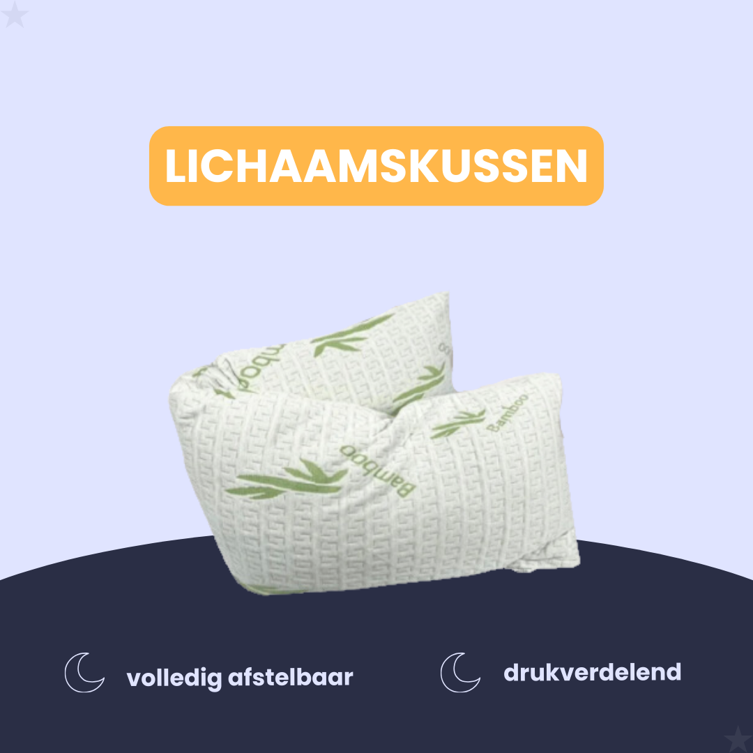 HappyBed Bamboe lichaamskussen | 40x145 cm - Zwangerschapskussen - Bodypillow - Ademende bamboe tijk