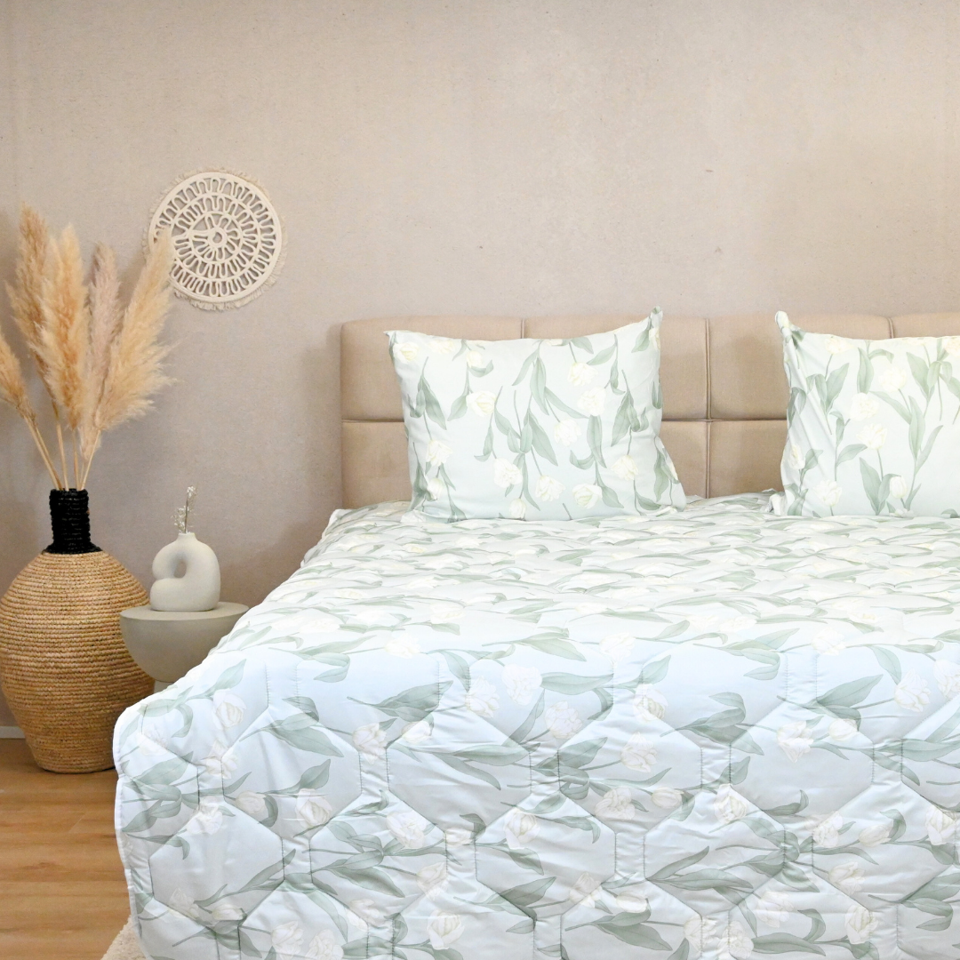 HappyBed White Roses - Satijn Look - Dekbed voor het hele jaar