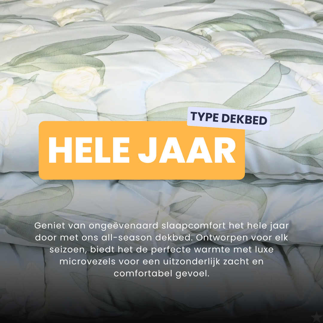 HappyBed White Roses - Satijn Look - Dekbed voor het hele jaar