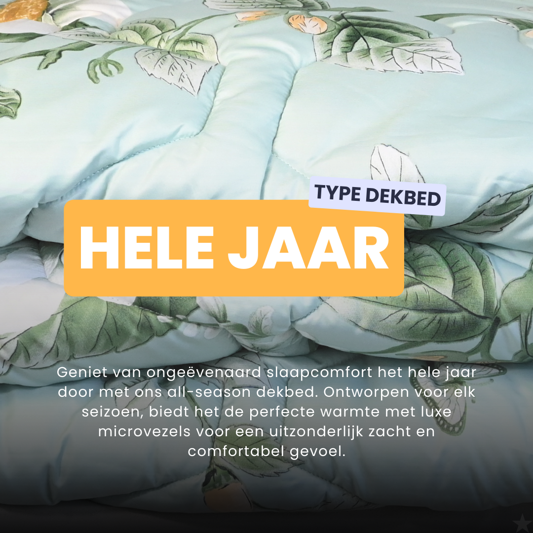 HappyBed Happy Flowers - Satijn Look- Dekbed voor het hele jaar