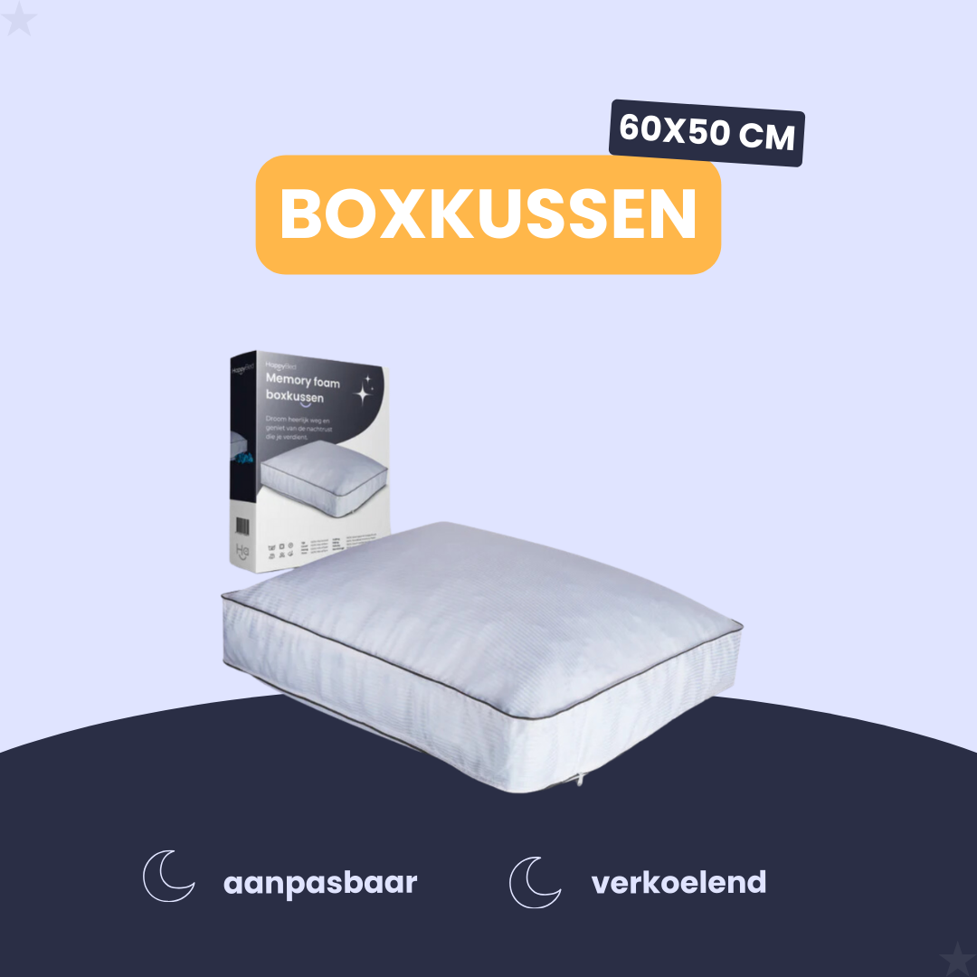 Happyboxpillow – Boxkissen aus Memory-Schaum | 60x50 cm - Kissen gegen Nackenbeschwerden - Geschredderter Memory-Schaum - Kühlend